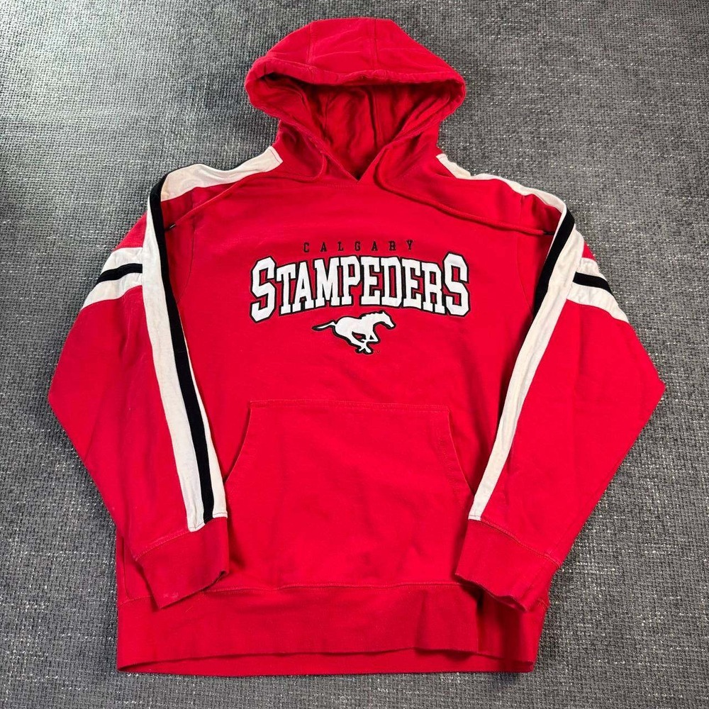 Starter Calgary Stampeders Hoodie Mens Medium Red CFL Football Pullover Y2K